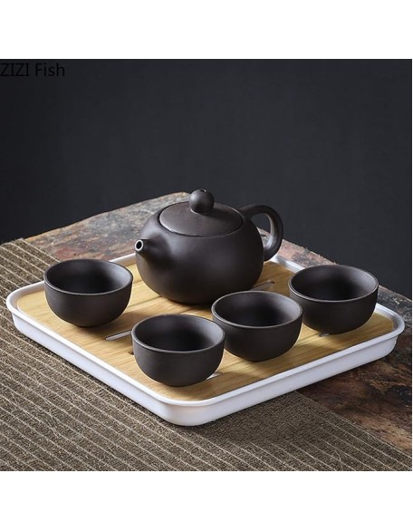 Tea Set China Travel Kung Fu Tea Set Ceramic Portable Portable Tea Cup Porcelain Blanket Bowl Tea Cup Ceremony Teapot Coffee Tea Service (Color : C)