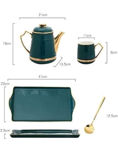 European Ceramic Tea Set Coffee Cup Set Nordic Ceramic Tea Cup Set Tea Cup and Spoon Teapot Tray Tea Cups Coffee Cup Set Tea Pot Set ()