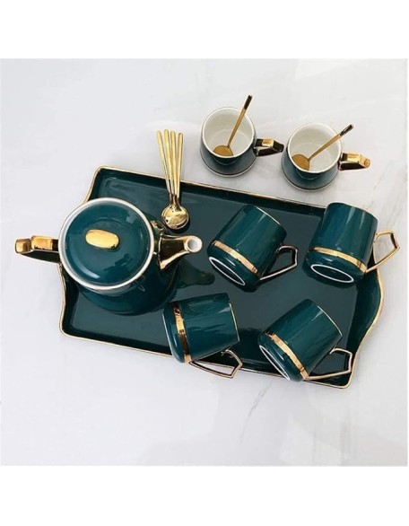 European Ceramic Tea Set Coffee Cup Set Nordic Ceramic Tea Cup Set Tea Cup and Spoon Teapot Tray Tea Cups Coffee Cup Set Tea Pot Set ()