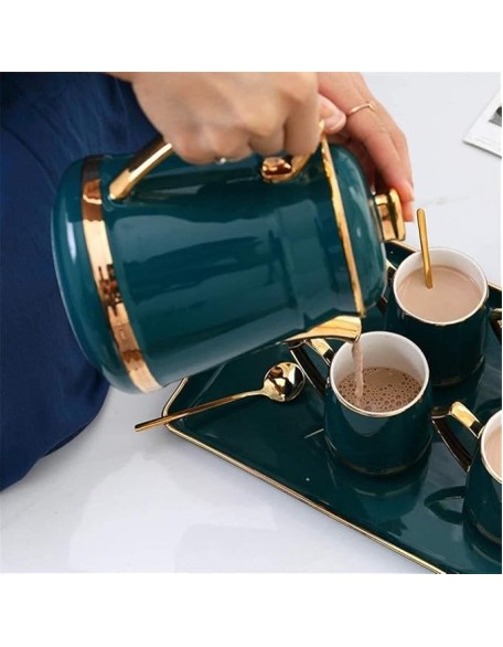 European Ceramic Tea Set Coffee Cup Set Nordic Ceramic Tea Cup Set Tea Cup and Spoon Teapot Tray Tea Cups Coffee Cup Set Tea Pot Set ()