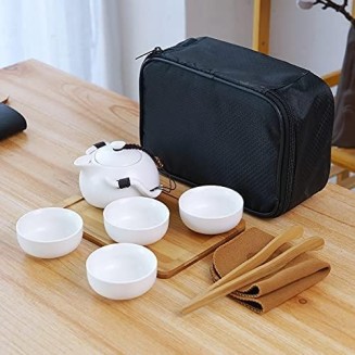 Porcelain Chinese Tea Set, Ceramic teapot Kettle gaiwan Chinese Travel Ceramic Tea Cup for Puer Chinese Tea Pot Portable Tea Set drinkware Travel Tea Set Teaware Sets (Color : 03) (6) Tea se (2)