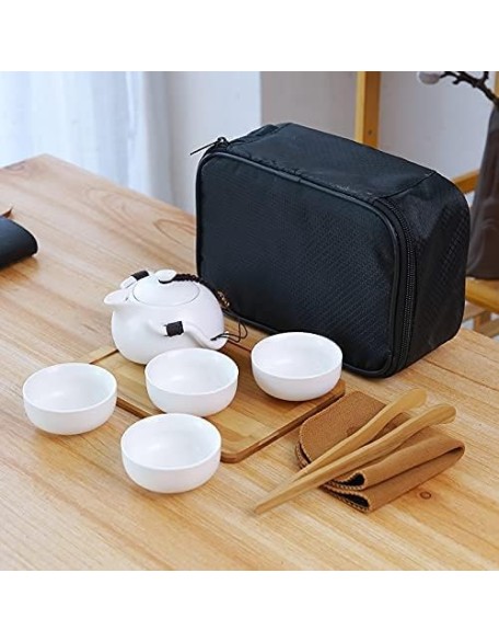 Porcelain Chinese Tea Set, Ceramic teapot Kettle gaiwan Chinese Travel Ceramic Tea Cup for Puer Chinese Tea Pot Portable Tea Set drinkware Travel Tea Set Teaware Sets (Color : 03) (6) Tea se (7)