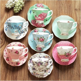 Dishes Coffee Cup Gold Frame Bone China Cup Cup & Saucer Set English Afternoon Cup Tea Cup Coffee Utensils Luxury Tea Set (Color : K) (B)