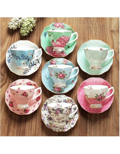 Dishes Coffee Cup Gold Frame Bone China Cup Cup & Saucer Set English Afternoon Cup Tea Cup Coffee Utensils Luxury Tea Set (Color : K) (B)