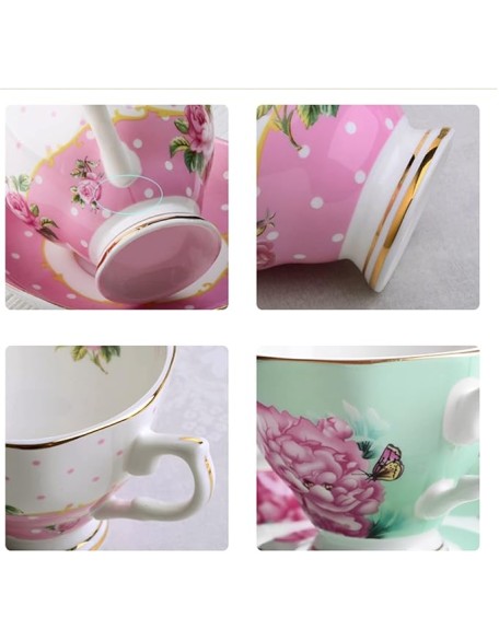 Dishes Coffee Cup Gold Frame Bone China Cup Cup & Saucer Set English Afternoon Cup Tea Cup Coffee Utensils Luxury Tea Set (Color : K) (B)