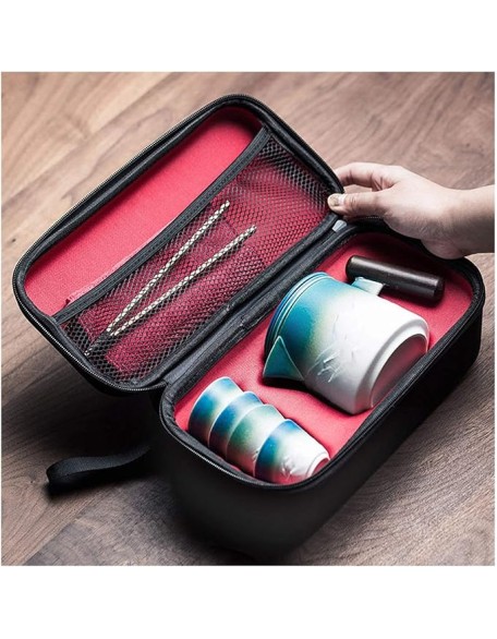 Tea Pot Sets Chinese Traditional Ceramic Tea Sets Portable Travel Tea Set Classic Kungfu Tea Sets with Handle 6 Tea Cups