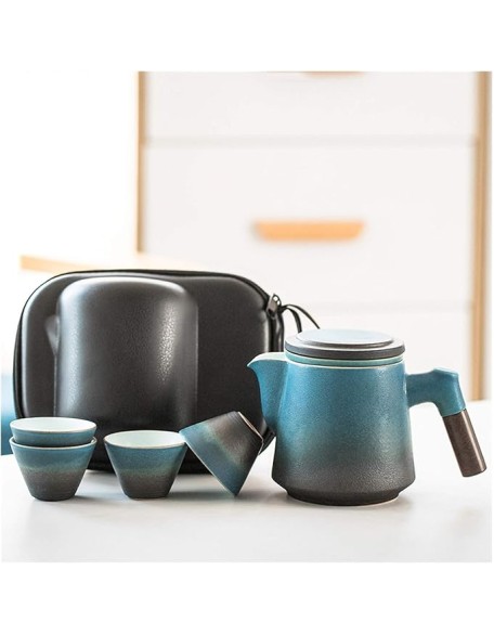 Tea Pot Sets Ceramic Tea Sets Classic Kungfu Tea Sets Portable Travel Tea Set with Teapot Teacups and Travel Bag Suitable