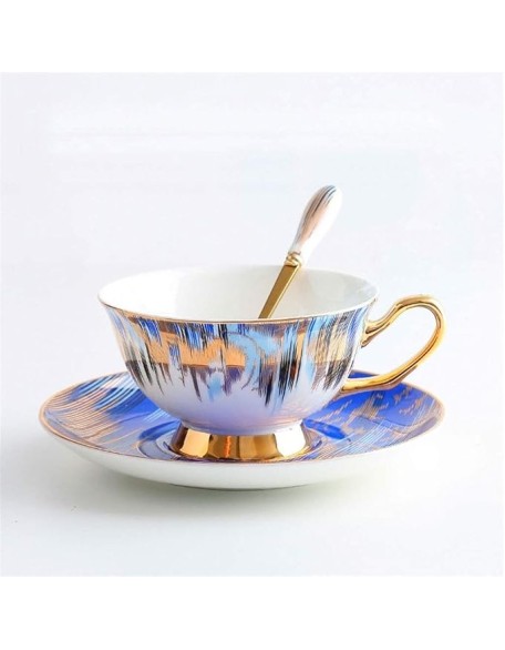 Fashion Coffee Cup and Saucer Rim Table Ware Porcelain Tea Cup Set Home Decor Gold European Bone China Birthday Gifts Multicolor