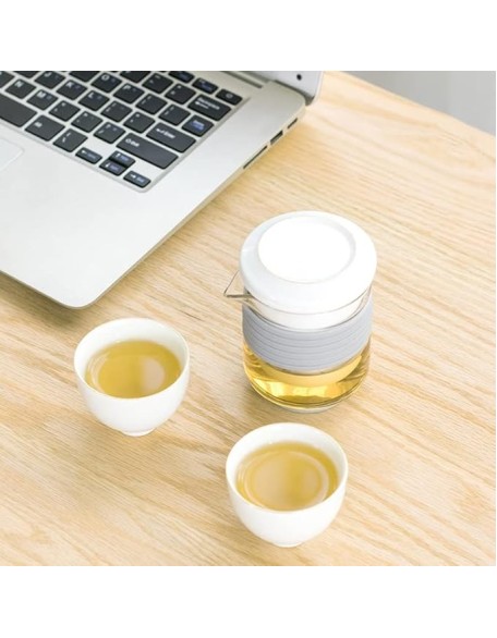Chinese Kung Fu Tea Set Ceramic Portable Teapot Set Outdoor Travel Gaiwan Tea Cups of Tea Ceremony Teacup Drinkware (A) (A)