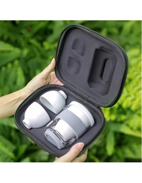 Chinese Kung Fu Tea Set Ceramic Portable Teapot Set Outdoor Travel Gaiwan Tea Cups of Tea Ceremony Teacup Drinkware (A) (A)