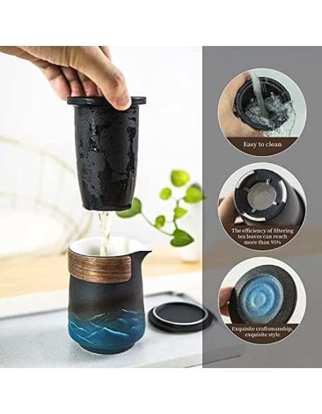 Tea Set Portable Tea Set Ceramic Travel Tea Set of 7 with Teapot Teacups Caddy Infuser Travel Bag for Tea Chinese Ceramic Tea Set