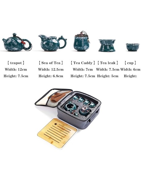 Chinese Kung Fu Tea Set Ceramic Portable Teapot Set Outdoor Travel Gaiwan Tea Cups Teaware Set All in One Porcelain Chinese Gongfu Tea Set Gift