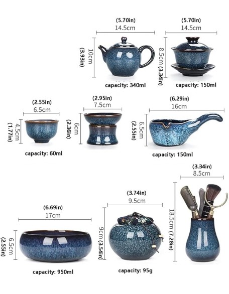 Tea Set, Tea Sets Tea Set Ceramic Semi Automatic Tea Set Teapot Tea Cup Chinese Retro Semi Automatic Tea Set Party Home 6 Cups Coffee Set (B) ()