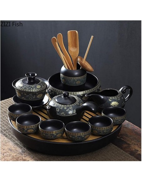 Tea Set, Tea Set Kung Fu Tea Set Set China Travel Kung Fu Tea Set Ceramic Portable Tea Cup Porcelain Covered Bowl Tea Cup Tea Ceremony (U) (H)
