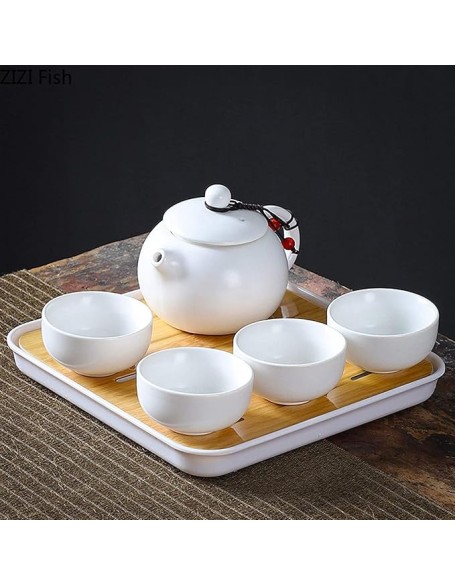 Tea Set, Tea Set Kung Fu Tea Set Set China Travel Kung Fu Tea Set Ceramic Portable Tea Cup Porcelain Covered Bowl Tea Cup Tea Ceremony (U) (H)