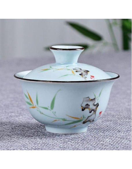 Porcelain Tea Set, Chinese Tea Set with 3 Tea Cups, Ceramic Tea Set with 1 Teapot, 2 Tea Cups and 1 Portable Bag