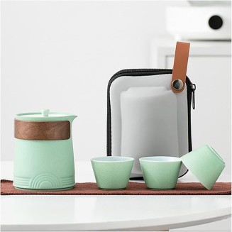 Ceramic Kungfu Tea Set, Handmade Travel Chinese Japanese Gongfu Tea Set, Traditional Porcelain, Teacup, Portable Bag for Home Business Picnic (C) (B)