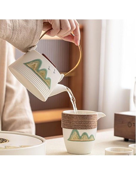 Tea Set, Afternoon Tea Set Tea Set Chinese Tea Set Simple Ceramic Tea Set, Japanese Teapot Teacup Box Set (G)