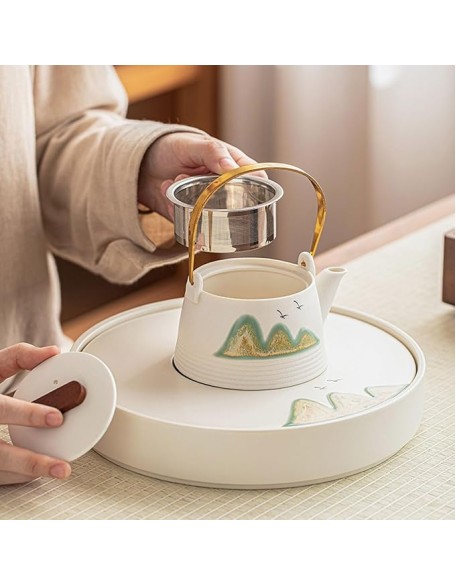 Tea Set, Afternoon Tea Set Tea Set Chinese Tea Set Simple Ceramic Tea Set, Japanese Teapot Teacup Box Set (G)