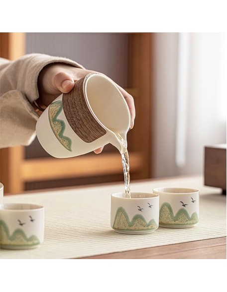Tea Set, Afternoon Tea Set Tea Set Chinese Tea Set Simple Ceramic Tea Set, Japanese Teapot Teacup Box Set (G)