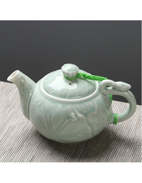 Tea Set, Green Glazed Porcelain Tea Set 10 Small Lotus Mouth Ceramic Tea Cup Tea Set,Tea Set
