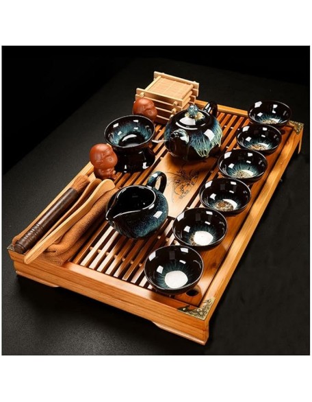 Tea Set, Chinese Tea Set teapot Set gongfu Tea Set Tea Pot Set Buddha Statue Kungfu Tea Set,Japanese Gongfu Tea Set-Ceramic Teapot and Teacup and Saucer (J)