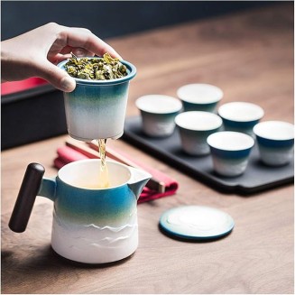 Tea Pot Sets Chinese Traditional Ceramic Tea Sets Portable Travel Tea Set Classic Kungfu Tea Sets with Handle 6 Tea Cups,