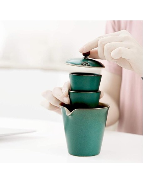 Tea Set Coffee Cup Set Tea Cup Set Chinese Tea Set Portable Teapot Ceramic Tea Pot 2 Tea Cup Suitable for Travel Teapot Set Teacup Set