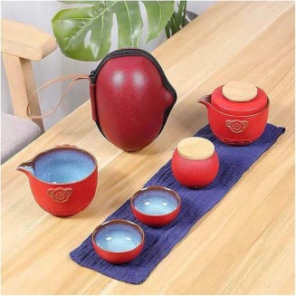 Tea Set, Tea Set Teapot Teacups Chinese Tea Travel Tea Set Kung Fu Teaset Ceramic Portable Teapot Porcelain Teaset Gaiwan Tea Cups of Tea Ceremony Teapot Set (Style A)