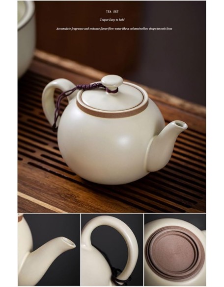 Tea Set Tea Set Tea Set Tea Cup setLight Luxury Ru Kiln Kung Fu Tea Set Household Ceramic Teapot Gift Box Set