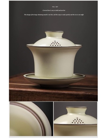 Tea Set Tea Set Tea Set Tea Cup setLight Luxury Ru Kiln Kung Fu Tea Set Household Ceramic Teapot Gift Box Set