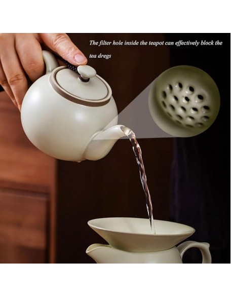 Tea Set Tea Set Tea Set Tea Cup setLight Luxury Ru Kiln Kung Fu Tea Set Household Ceramic Teapot Gift Box Set