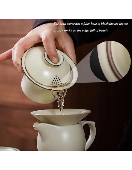 Tea Set Tea Set Tea Set Tea Cup setLight Luxury Ru Kiln Kung Fu Tea Set Household Ceramic Teapot Gift Box Set