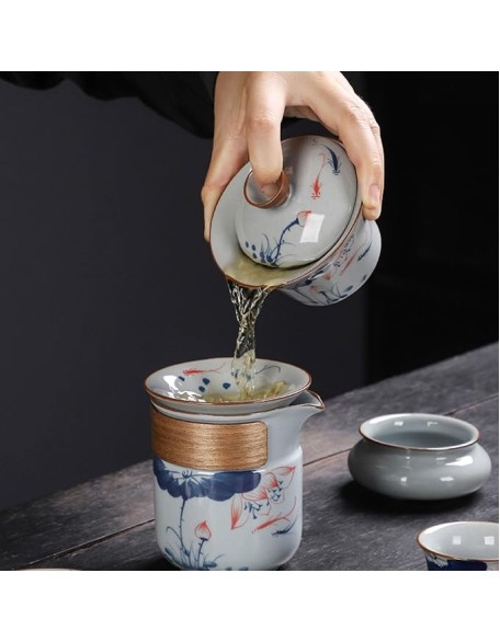 Tea Set Tea Set Tea Set Chinese Tea setHousehold Light Luxury Kung Fu Tea Set Chinese Ceramic Teapot and Teacup Set