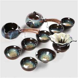 Tea Set, Chinese Tea Set gongfu Tea Set teapot Set Japanese Tea Set Ceramic Kungfu Tea Set,Creamer Pitcher and Teaspoons,Portable Travel Tea Set with Teapot,Teacups (A b) (B b)