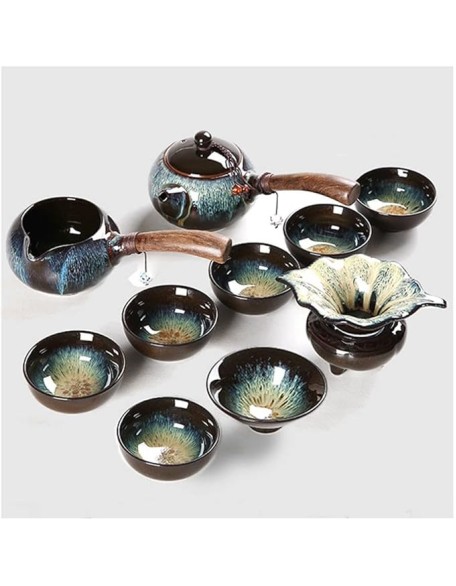 Tea Set, Chinese Tea Set gongfu Tea Set teapot Set Japanese Tea Set Ceramic Kungfu Tea Set,Creamer Pitcher and Teaspoons,Portable Travel Tea Set with Teapot,Teacups (A b) (B b)