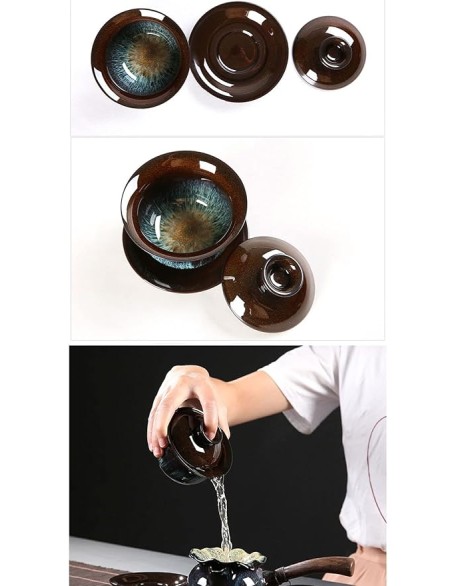 Tea Set, Chinese Tea Set gongfu Tea Set teapot Set Japanese Tea Set Ceramic Kungfu Tea Set,Creamer Pitcher and Teaspoons,Portable Travel Tea Set with Teapot,Teacups (A b) (B b)