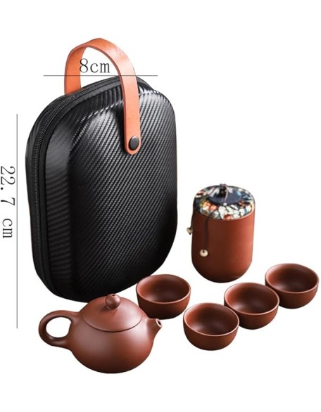 Purple Sand Tea Cups Ceramic Portable Teapot Set Outdoor Travel Gaiwan Ceremony