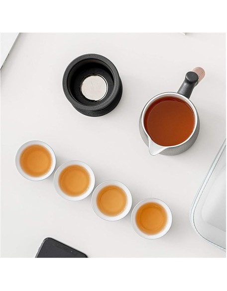 Gongfu Tea Set Traditional Ceramic Tea Sets Include Teapot Tea Cups and Portable Travel Bag Gift Package Chinese Tea Maker with Strainer