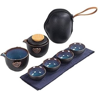 Travel Ceramic Portable Tea Set, Tea Cups Set, with Portable Tea Bag, Chinese Ceramic Tea Set