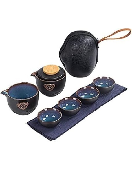 Travel Ceramic Portable Tea Set, Tea Cups Set, with Portable Tea Bag, Chinese Ceramic Tea Set
