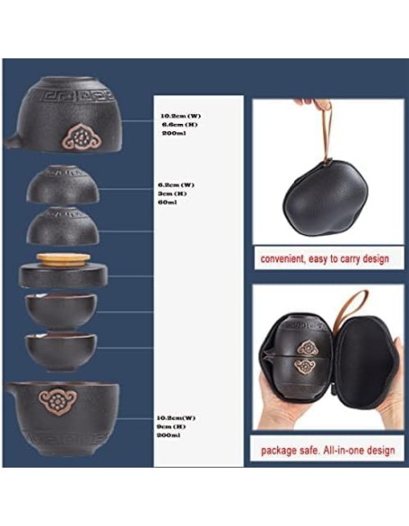 Travel Ceramic Portable Tea Set, Tea Cups Set, with Portable Tea Bag, Chinese Ceramic Tea Set