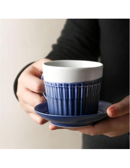 Mug Ceramic Simple Coffee Cup and Saucer Set Handmade Retro Cup Pastoral Family Afternoon Tea Cup