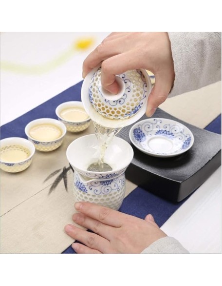 Tea Set Tea Service Chinese Tea Set Ceramic Tea Cup Set 9 Pieces Teapot Cup Set, Can Be Used for Family Afternoon Tea Tea Set for Adults
