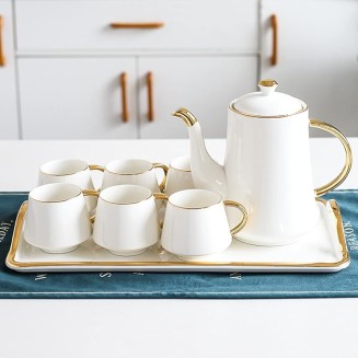 Tea Set Modern Tea Cup Teapot Set with Tray Emerald Ceramic Teapot Coffee Cups Set for Drinking Tea Latte Water