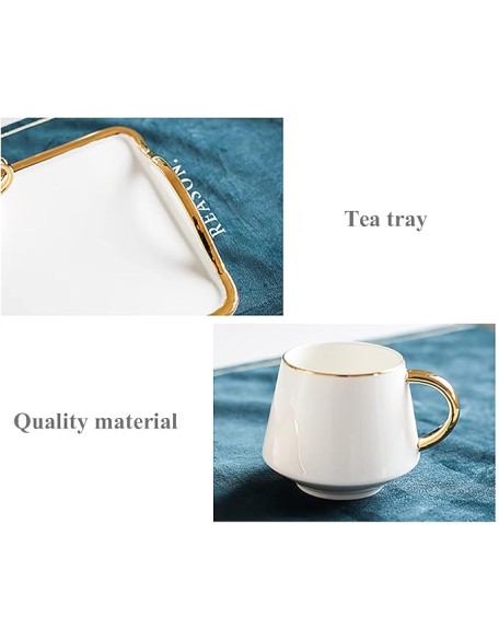 Tea Set Modern Tea Cup Teapot Set with Tray Emerald Ceramic Teapot Coffee Cups Set for Drinking Tea Latte Water