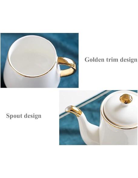 Tea Set Modern Tea Cup Teapot Set with Tray Emerald Ceramic Teapot Coffee Cups Set for Drinking Tea Latte Water