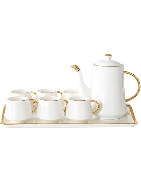 Tea Set Modern Tea Cup Teapot Set with Tray Emerald Ceramic Teapot Coffee Cups Set for Drinking Tea Latte Water