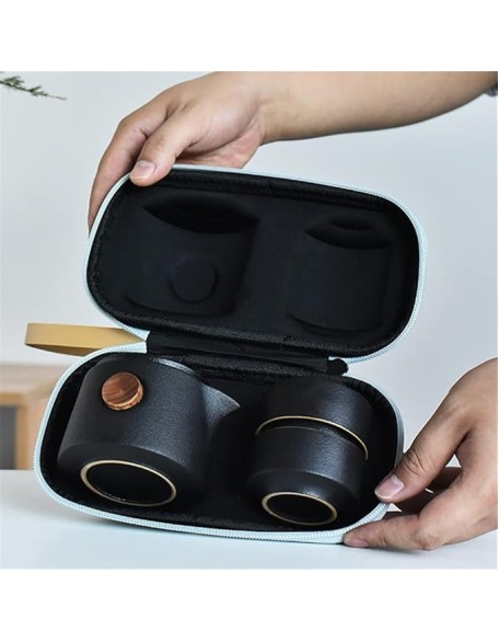 Tea Set Ceramic Portable Teapot Outdoor Travel Gaiwan Kettle Office Teacups Kung Fu TeaSet Dinkware Office (Green 9.3 * 8.5cm)