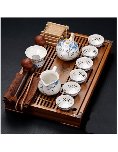 Tea Set, chinese tea set teapot set gongfu tea set tea pot set Buddha Statue Kungfu Tea Set,Japanese Gongfu Tea Set-Ceramic Teapot and Teacup and Saucer, Tea Holder, with a Portable Travel Bag